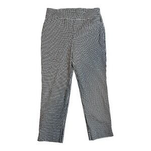 Chico's Perfect Stretch LG Gingham Pull On Pants Women 2 Black White Check Slim